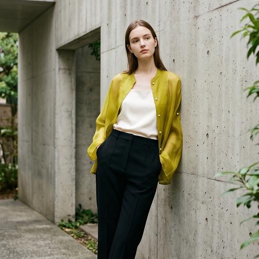 PALUOPO/PL新中式桑蚕丝圆领纯色宽松衬衫遮阳真丝外套ES23872Z-A帕罗 商品图8