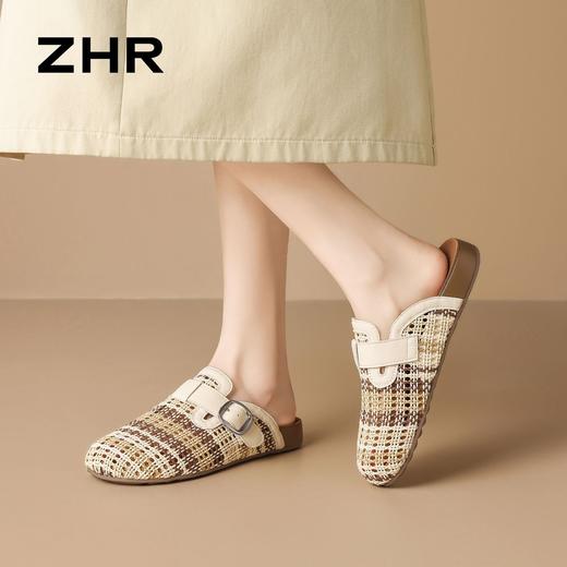ZHR混色编织镂空透气勃肯拖鞋2026夏季新款一脚蹬拖鞋勃肯鞋女鞋 商品图6