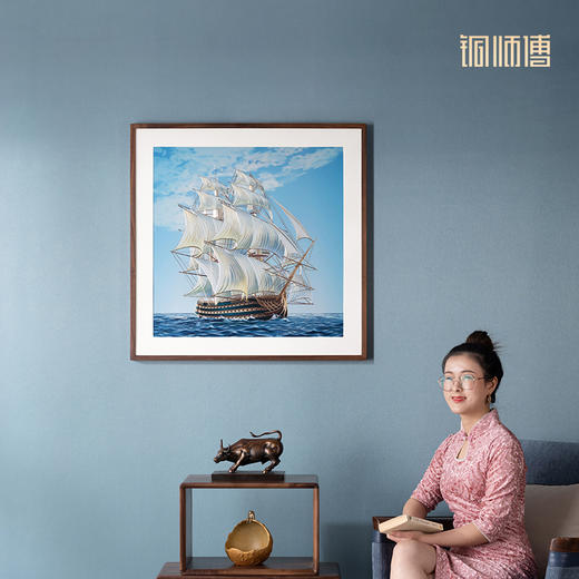 铜师傅 手工錾刻 铜雕画《乘风破浪》装饰画 商品图4