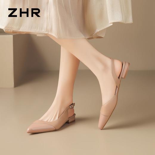 ZHR则则裸色包头凉拖鞋2026新款法式尖头浅口单鞋气质一脚蹬女鞋 商品图5