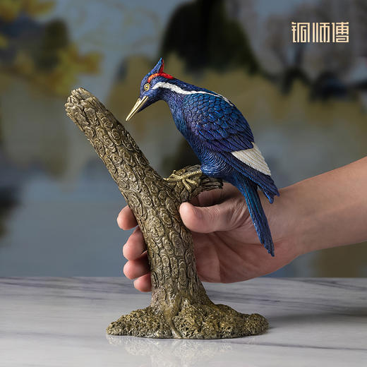 铜师傅 铜摆件《铜师傅百鸟集》之象牙啄木鸟 铜工艺品 家居饰品摆件 商品图4