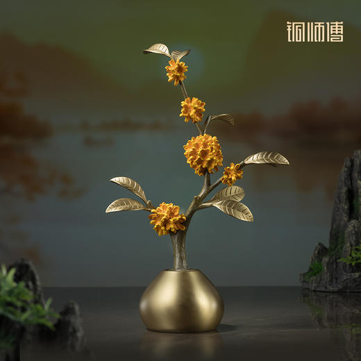 铜师傅《春兰 夏荷 秋桂 冬梅》客厅桌面铜摆件 家居装饰工艺品 商品图3