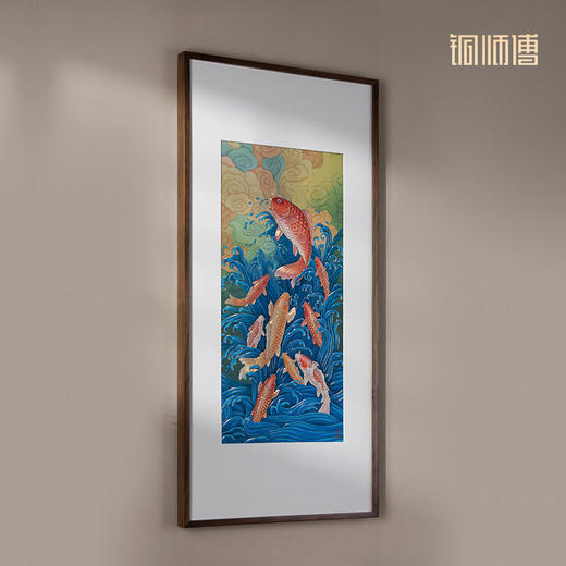 铜师傅 手工錾刻 铜雕画《九鱼聚财之二》装饰画 商品图3