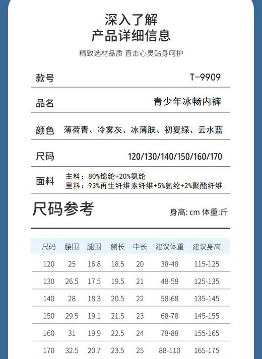 青少年大童冰感内裤5条装 商品图5