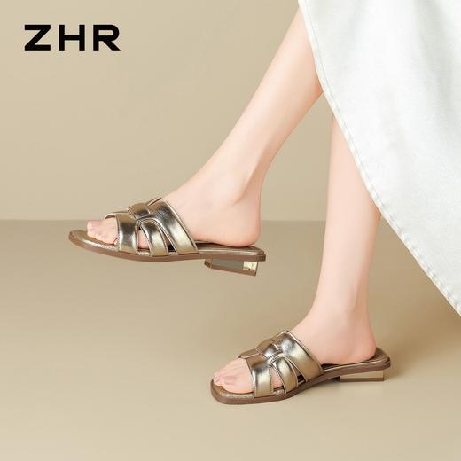 ZHR则则时尚编织显瘦粗跟拖鞋女2026夏季轻便舒适百搭显高凉拖鞋 商品图8