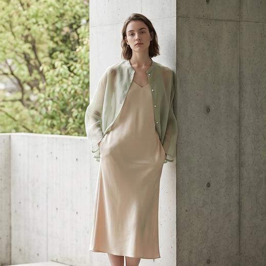 PALUOPO/PL新中式桑蚕丝圆领纯色宽松衬衫遮阳真丝外套ES23872Z-A帕罗 商品图4