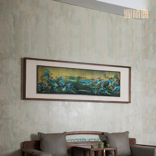 铜师傅 手工錾刻 铜雕画《千里江山（悬浮框）》玄关中式装饰挂画 商品图2