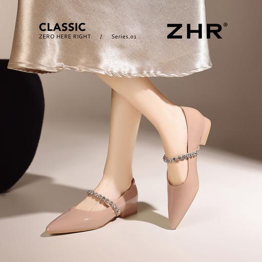 ZHR则则法式裸色尖头浅口玛丽珍单鞋女2026夏季新款百搭粗跟女鞋 商品图6