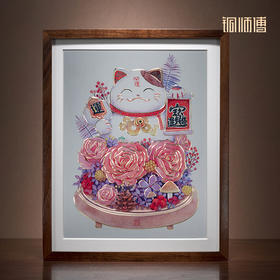 铜师傅 手工錾刻 铜雕画 《招财猫（桌面）》