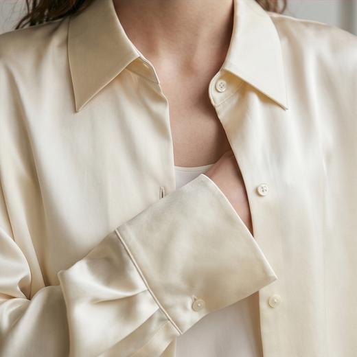 桑罗SANGLUO纯色真丝衬衫女通勤职业简约百搭长袖上衣高级光泽感03A22410 商品图7