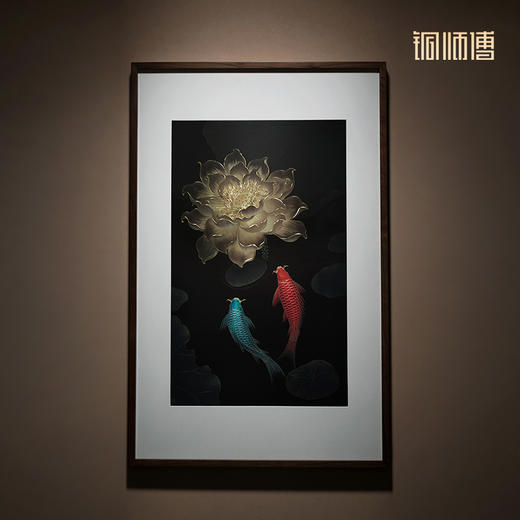 铜师傅 手工錾刻 铜雕画《福运锦鲤》客厅玄关沙发背景墙装饰画 商品图3