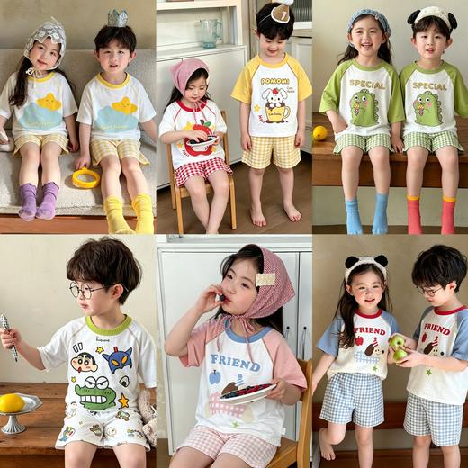 【卷疯了‼️49.9元2套】🔥80-160码儿童夏季睡衣套装男童洋气云朵棉家居服女宝宝短袖短裤薄款空调服聚 商品图1