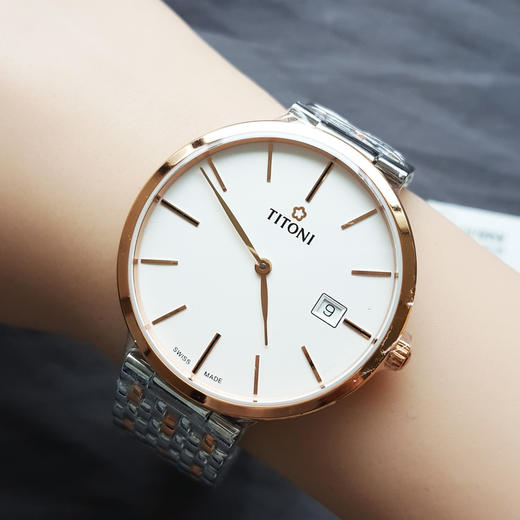 【全新】TITONI 梅花82718 SRG-606自动机械机芯日期显示39MM（男款）纤薄系列精钢/间镀金160426NJ51 商品图8