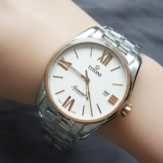 【全新】TITONI 梅花83908 SRG-619自动机械机芯日期显示40MM（男款）Airmaster空中霸王系列精钢/镀金170426NJ127 商品图8