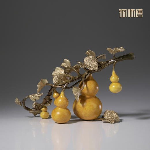 铜师傅《五福盈门》客厅桌面铜葫芦摆件 家居装饰工艺品 乔迁送长辈礼物 商品图3