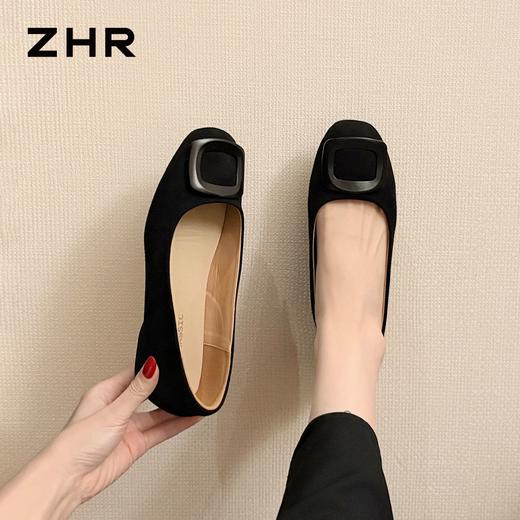 ZHR则则红色绒面浅口单鞋2026新款简约纯色透气舒适平底百搭女鞋 商品图8
