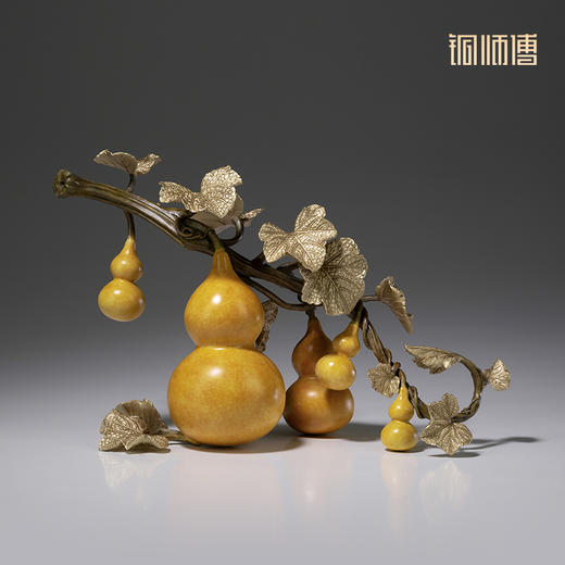 铜师傅《五福盈门》客厅桌面铜葫芦摆件 家居装饰工艺品 乔迁送长辈礼物 商品图2