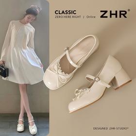 ZHR镜面黑色玛丽珍单鞋2026春季新款甜美风JK制服鞋超高时装女鞋