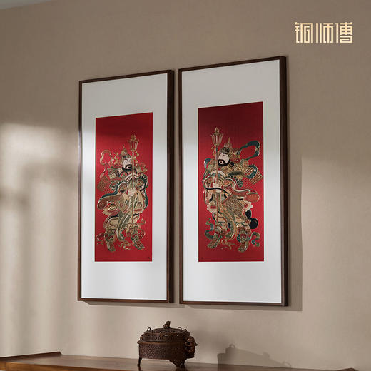 铜师傅 手工錾刻《门神纳福（一对）》客厅玄关画沙发背景墙挂画 商品图2