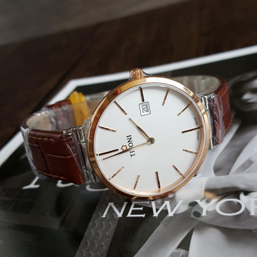 【全新】TITONI 梅花82718 SRG-ST-606自动机械机芯日期显示39MM（男款）纤薄系列精钢/镀金160426NJ47 商品图5