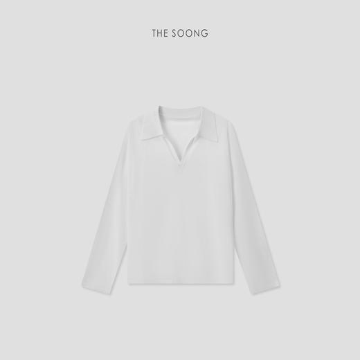 THESOONG冰肌薄透 柔韧筋骨感亚麻混纺朦胧微透长袖POLO衫T恤9045 商品图7