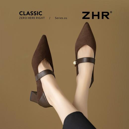 ZHR则则绒面复古优雅尖头玛丽珍鞋2026新款柔软不累脚气质单鞋女 商品图8
