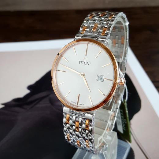 【全新】TITONI 梅花82718 SRG-606自动机械机芯日期显示39MM（男款）纤薄系列精钢/间镀金160426NJ51 商品图2