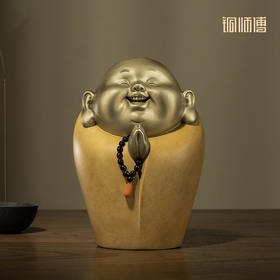铜师傅 全铜摆件《知足者常乐》铜工艺品 办公室客厅桌面家居饰品