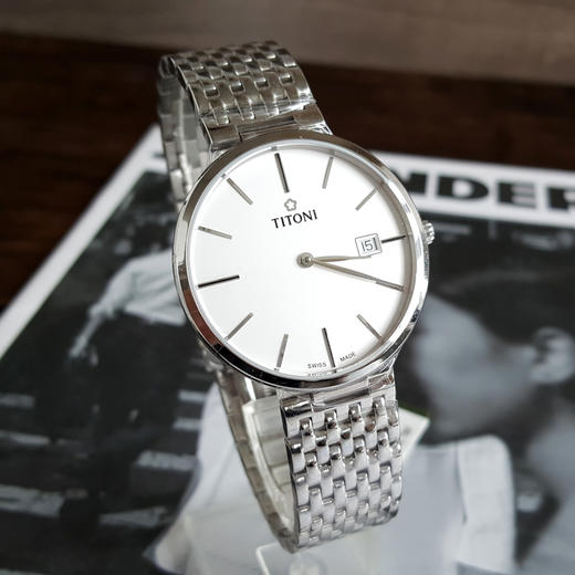 【全新】TITONI 梅花82718 S-606自动机械机芯日期显示39MM（男款）纤薄系列精钢160426NJ45 商品图3