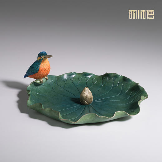 铜师傅 《荷翠香插》客厅桌面铜香炉摆件 家居装饰工艺品 商品图3