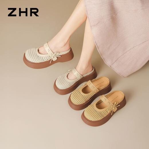 【5CM增高】ZHR则则编织玛丽珍包头拖女26夏新款显瘦百搭凉拖鞋 商品图4