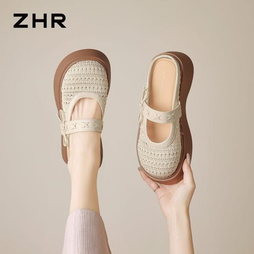 【5CM增高】ZHR则则编织玛丽珍包头拖女26夏新款显瘦百搭凉拖鞋 商品图9