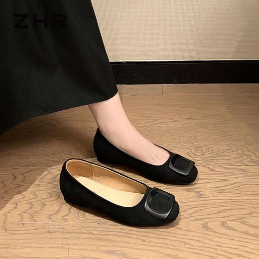 ZHR则则红色绒面浅口单鞋2026新款简约纯色透气舒适平底百搭女鞋 商品图6