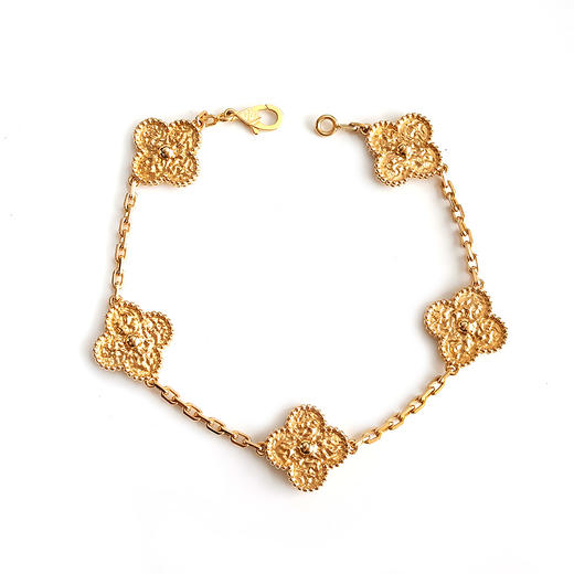 【95新】VCA梵克雅宝Vintage Alhambra VCARO1IE0018K黄金熔岩款五花手链 链长约19CM左右女士290426NJS02 商品图0