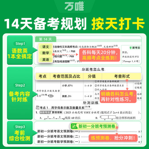 2027新书万唯中考新初一分班考小学毕业衔接初中入学试卷暑假作业预科必刷题实验班学霸神器语文数学英语一本全套万维官方旗舰 商品图3