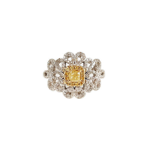 【天然正品】AU750白金经典简约花朵造型0.20克拉钻石戒指12号（戒圈可改）200426NJS55 商品图0
