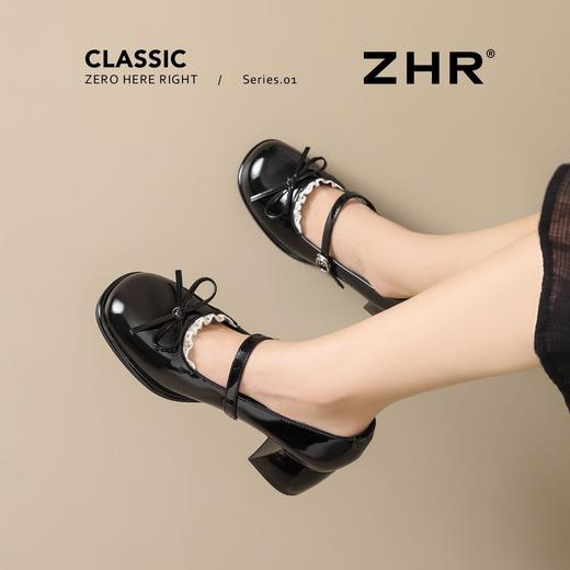 ZHR镜面黑色玛丽珍单鞋2026春季新款甜美风JK制服鞋超高时装女鞋 商品图2