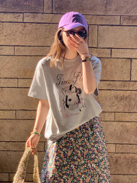 西遇卡通小狗印花短袖T恤女2026夏季新款韩系慵懒风百搭纯棉上衣SS060366
