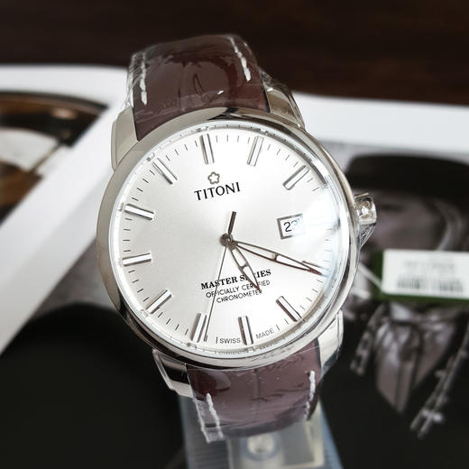 【全新】TITONI 梅花83188 S-ST-575自动机械机芯日期显示41MM（男款）Master Series大师系列精钢170426NJ41 商品图4