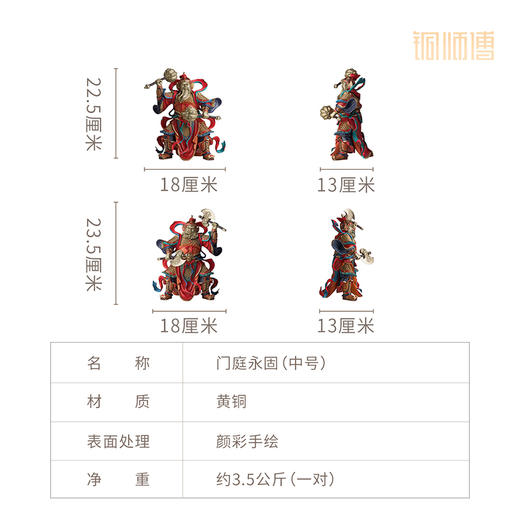 铜师傅《门庭永固》创意护宅门神 客厅办公室铜摆件新中式工艺品 商品图4