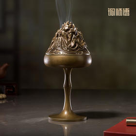 铜师傅《高杆博山炉》客厅桌面铜香炉摆件 家居装饰工艺品