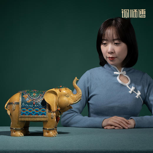 铜师傅 铜摆件《千吉万象》大象客厅桌面电视柜创意中式家居装饰 商品图4