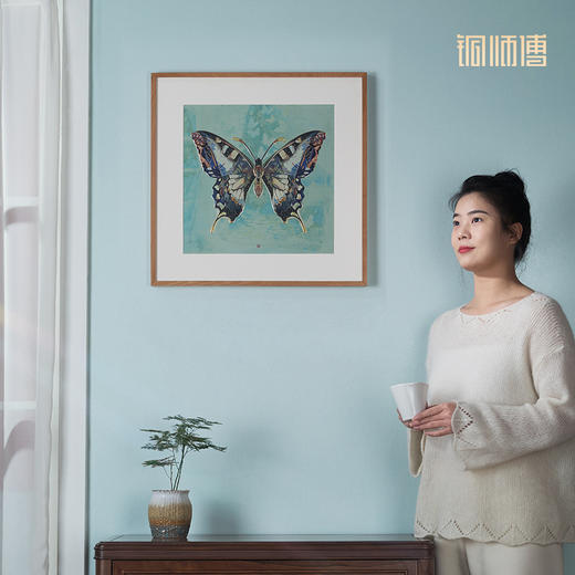 铜师傅 手工錾刻 铜雕画《彩云蝶》客厅玄关画沙发背景墙装饰画 商品图4