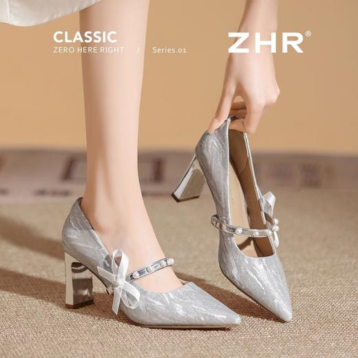 ZHR法式蝴蝶结珍珠尖头高跟鞋女鞋2026新款百搭宴会新娘伴娘鞋女 商品图1