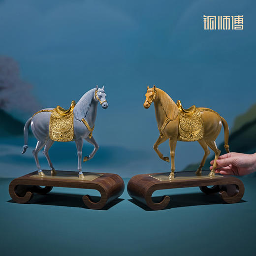 铜师傅《富贵唐马》客厅桌面铜马摆件 家居装饰工艺品 开业礼物 商品图5