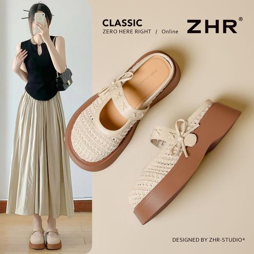 【5CM增高】ZHR则则编织玛丽珍包头拖女26夏新款显瘦百搭凉拖鞋 商品图1