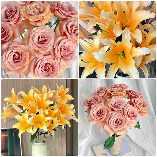 【百合配玫瑰.好看好养】漠泊玫瑰10支+晚霞香水百合3头2支6朵/份 商品图0