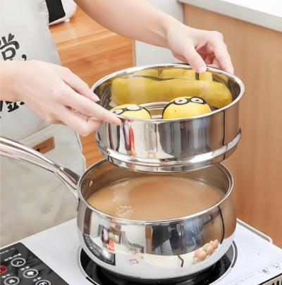 米马杂货场 食品级不锈钢大肚奶锅（带盖带蒸屉） 商品图3