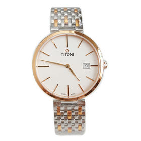 【全新】TITONI 梅花82718 SRG-606自动机械机芯日期显示39MM（男款）纤薄系列精钢/间镀金160426NJ51