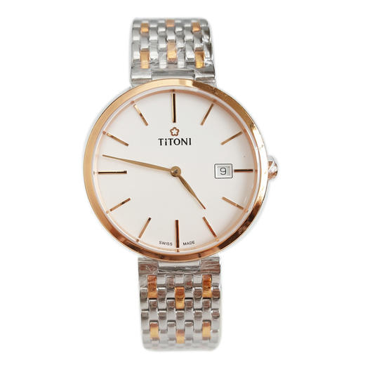 【全新】TITONI 梅花82718 SRG-606自动机械机芯日期显示39MM（男款）纤薄系列精钢/间镀金160426NJ51 商品图0